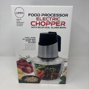 Lumme Electric Chopper 8 Cup 2.0L 300W Glass Bowl 4 Stainless Steel Blades